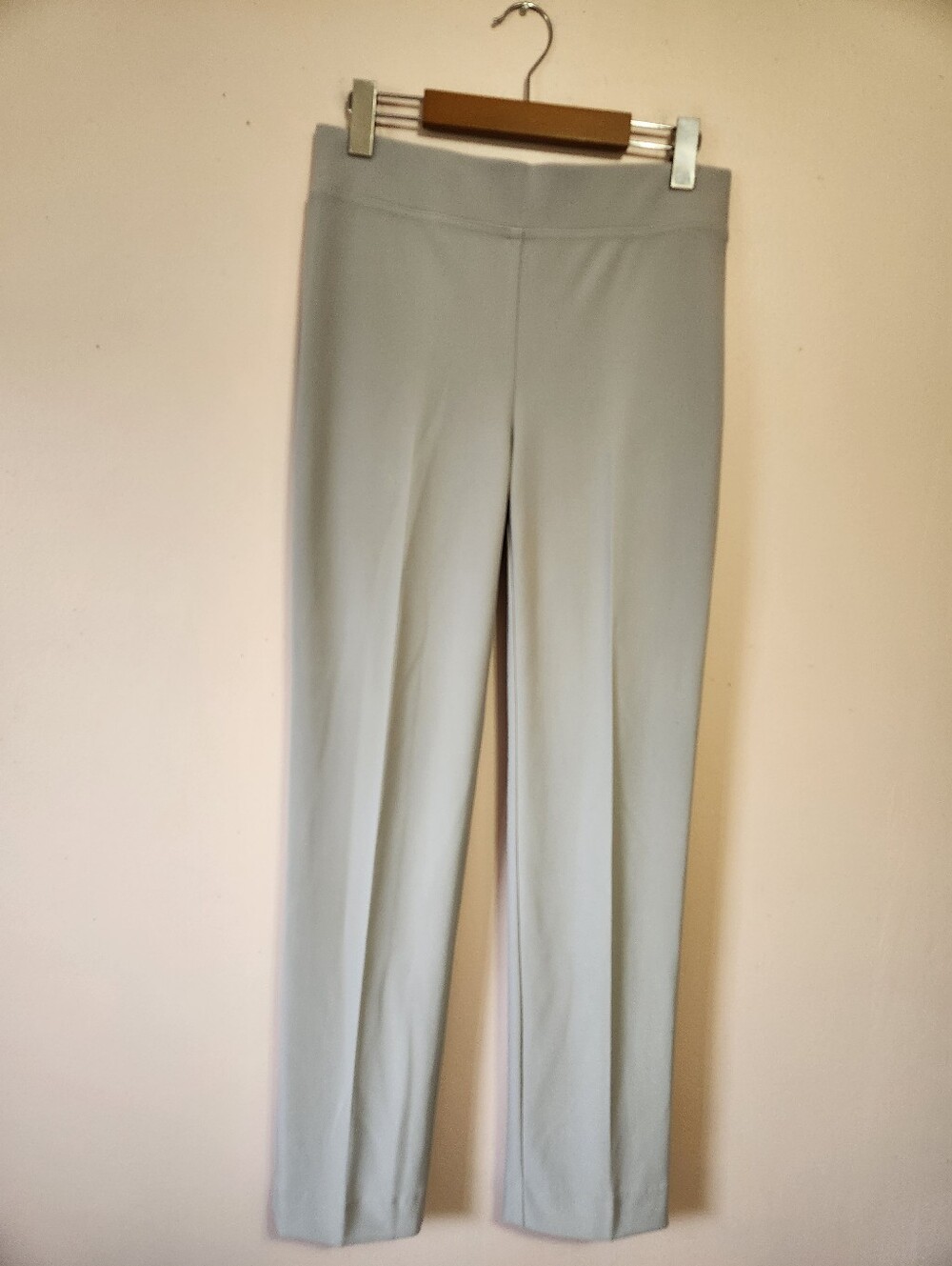 Joseph Ribkoff Straight Leg Pull-On Pants Back Slit Light Grey Womens Size 6